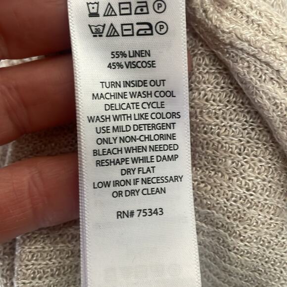 Tahari Linen Blend Top - Neutral, Size Small - Picture 3 of 4